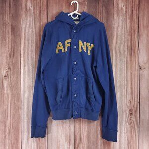 VTG Y2K Abercrombie & Fitch XL Muscle Blue Distressed Hoodie Button Front Jacket
